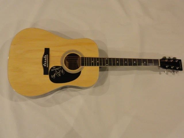 THE HENNINGSENS SIGNED NATURAL ACOUSTIC GUITAR BRIAN AARON CLARA 3X
