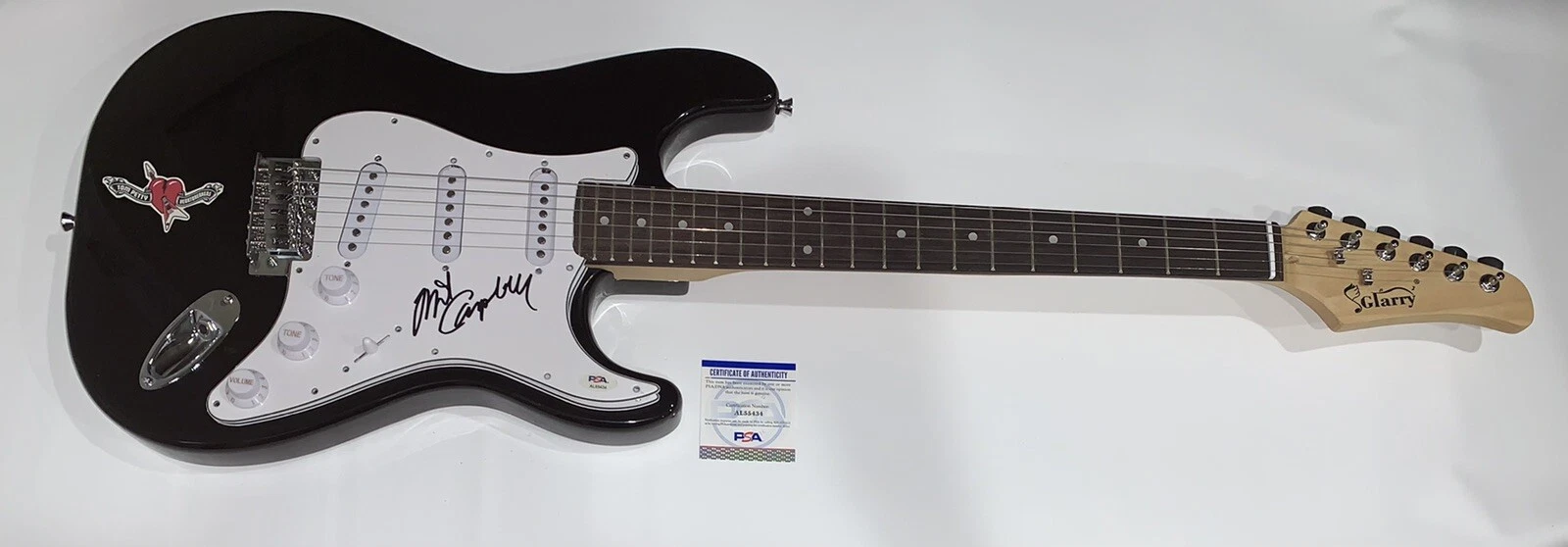 MIKE CAMPBELL SIGNED BLACK ELECTRIC GUITAR TOM PETTY FULL SIGNATURE PSA COA