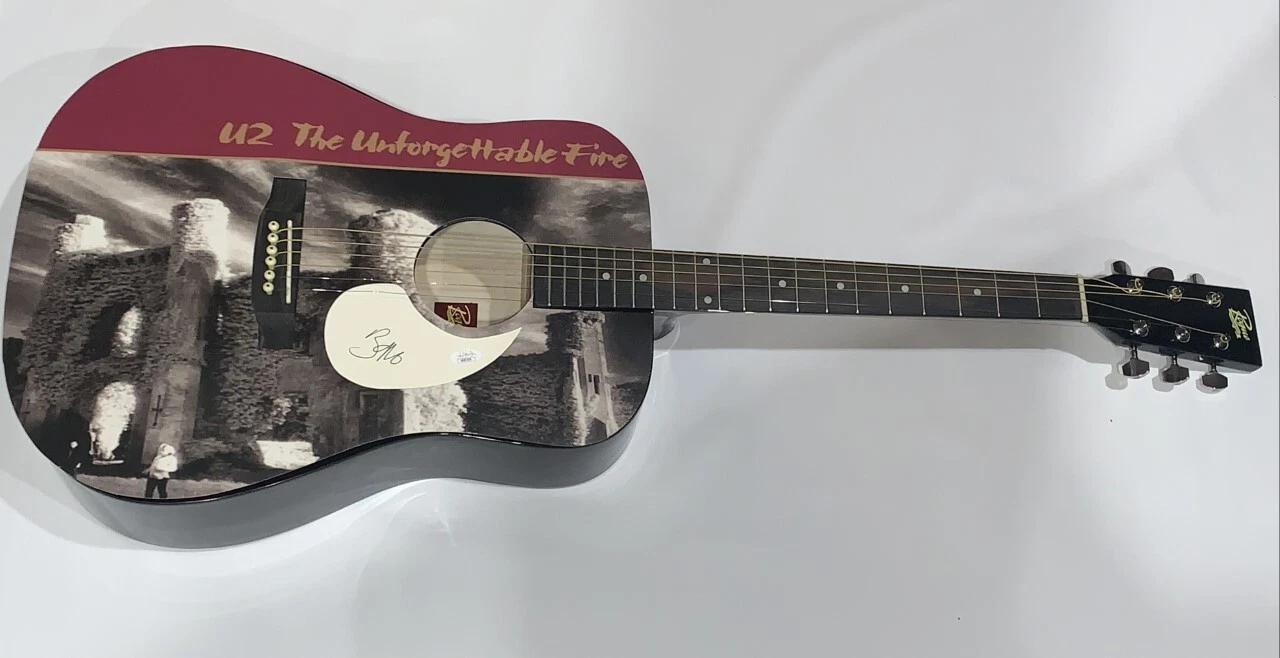 BONO SIGNED CUSTOM ACOUSTIC GUITAR U2 THE UNFORGETTABLE FIRE RARE JSA LOA