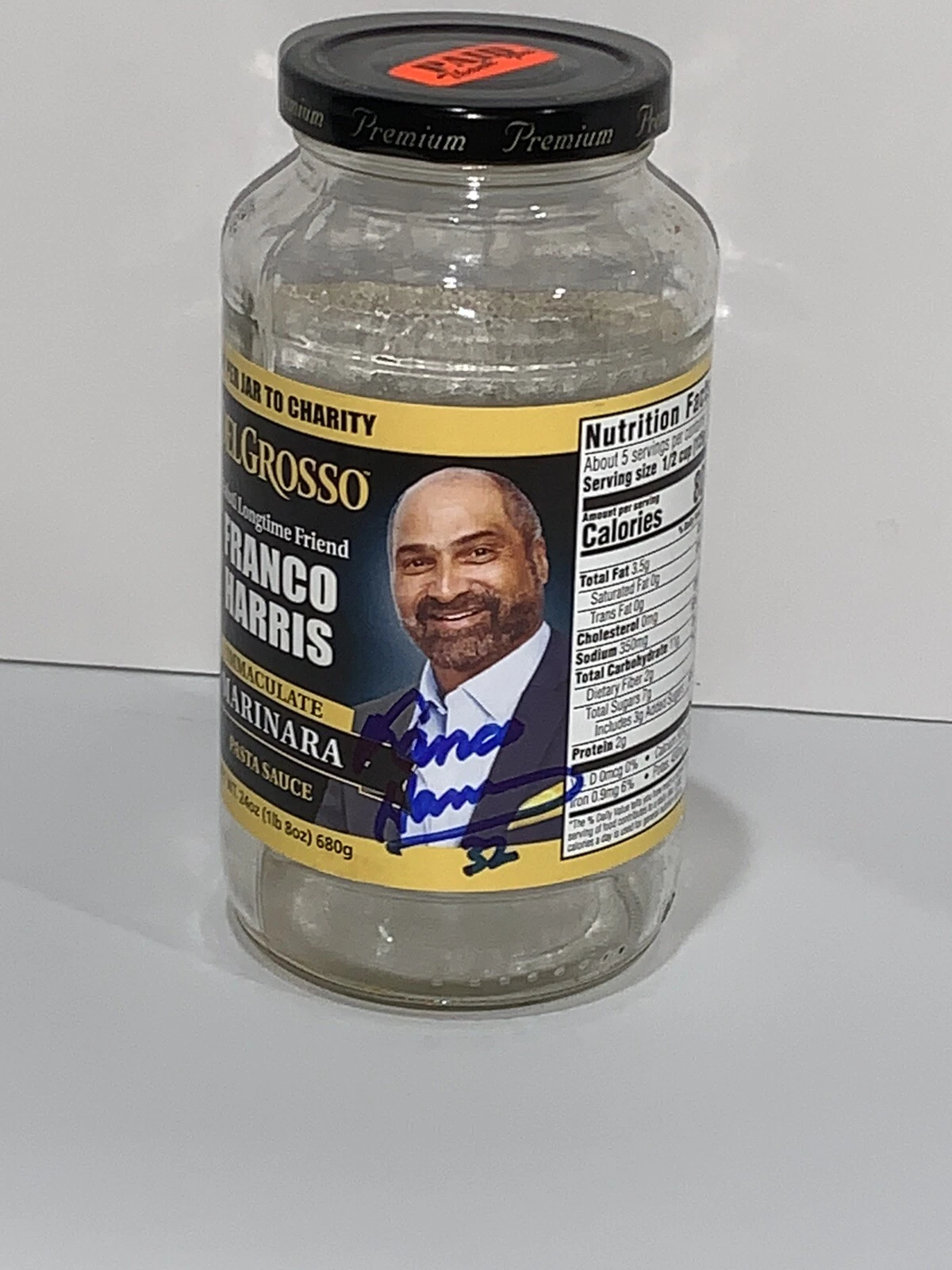 FRANCO HARRIS SIGNED IMMACULATE RECEPTION MARINARA SAUCE JAR JSA COA