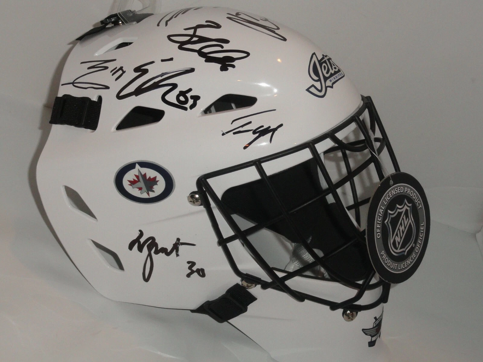 2019 WINNIPEG JETS TEAM SIGNED GOALIE MASK PATRIK LAINE WHEELER SCHEIFELE PROOF