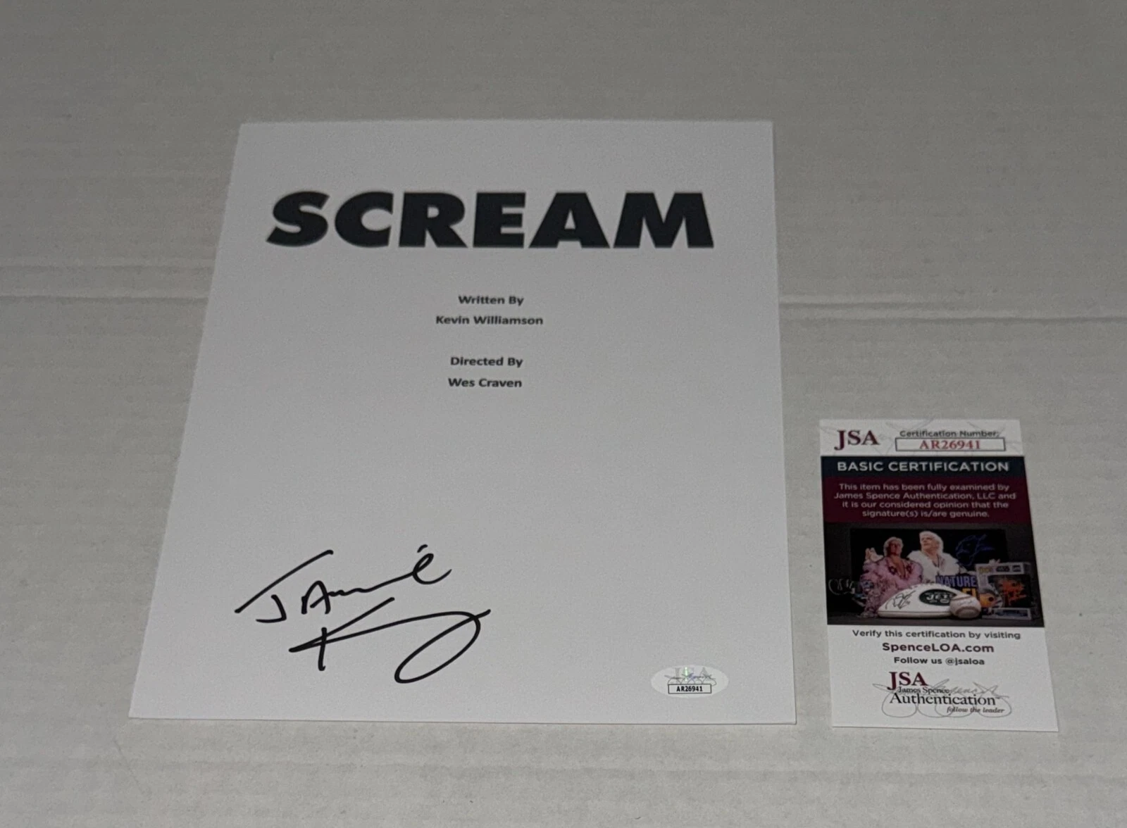 JAMIE KENNEDY SIGNED SCREAM FULL MOVIE SCRIPT AUTOGRAPHED JSA COA