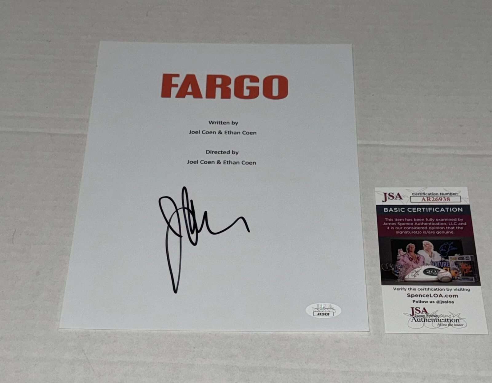 JOHN CARROLL LYNCH SIGNED FARGO FULL MOVIE SCRIPT AUTOGRAPHED JSA COA