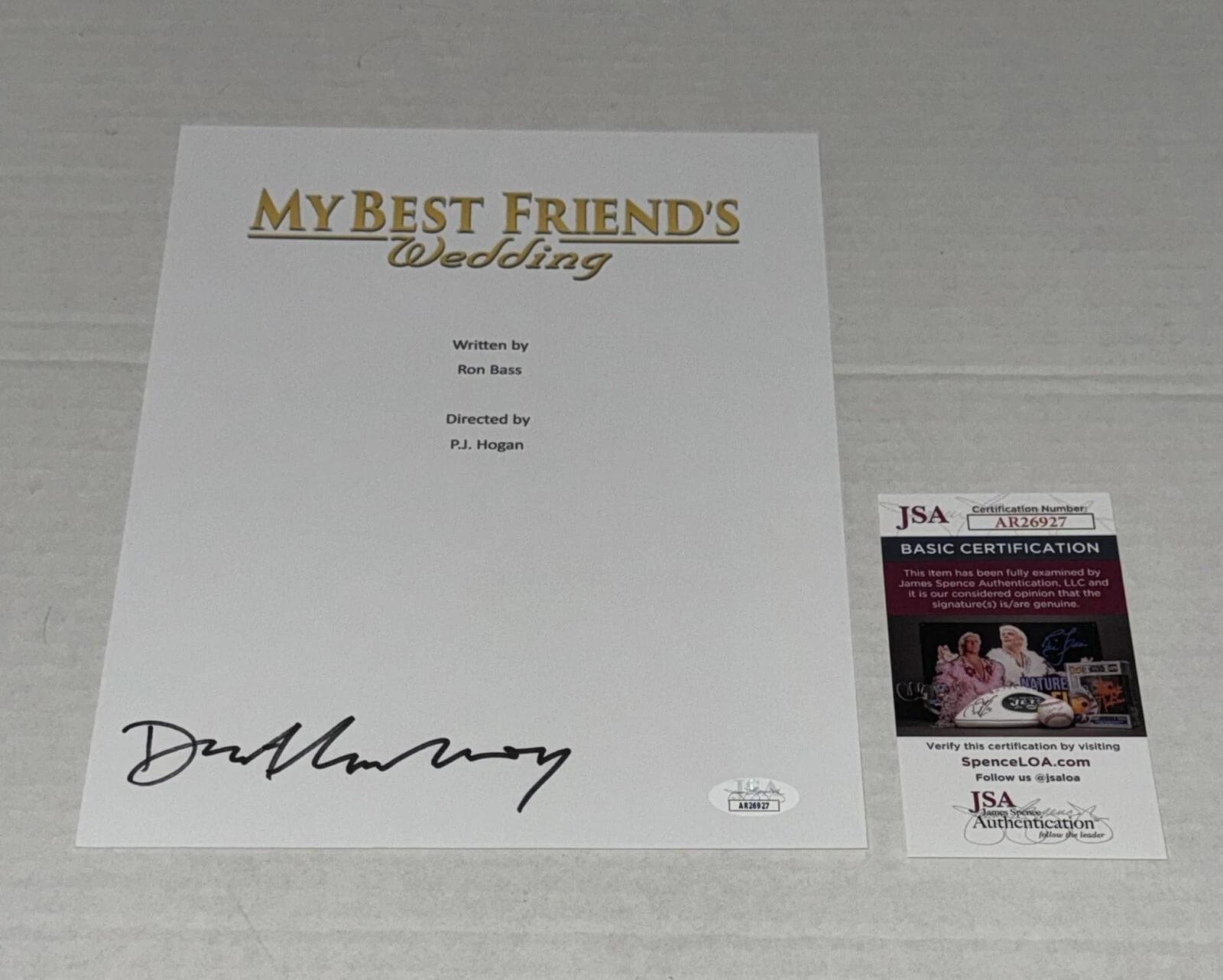 DERMOT MULRONEY SIGNED MY BEST FRIEND'S WEDDING MOVIE SCRIPT AUTOGRAPHED JSA COA