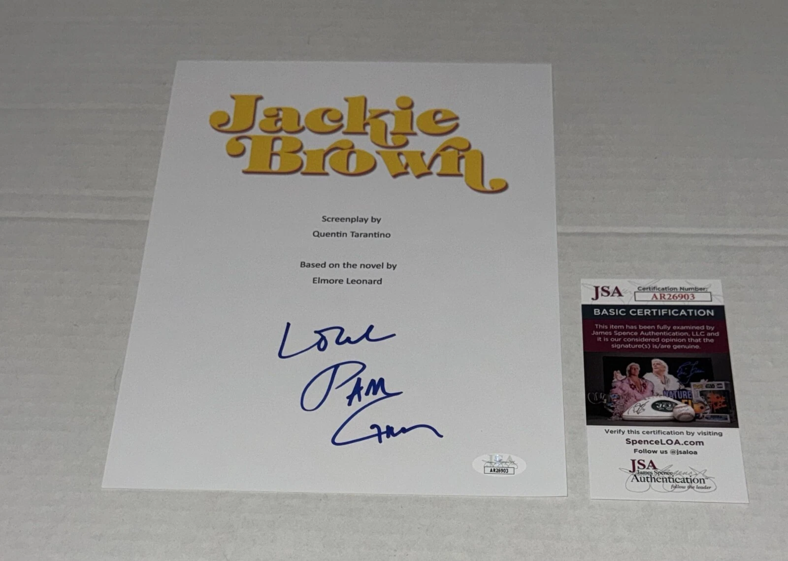 PAM GRIER SIGNED JACKIE BROWN BROWN MOVIE SCRIPT AUTOGRAPHED LEGEND JSA COA