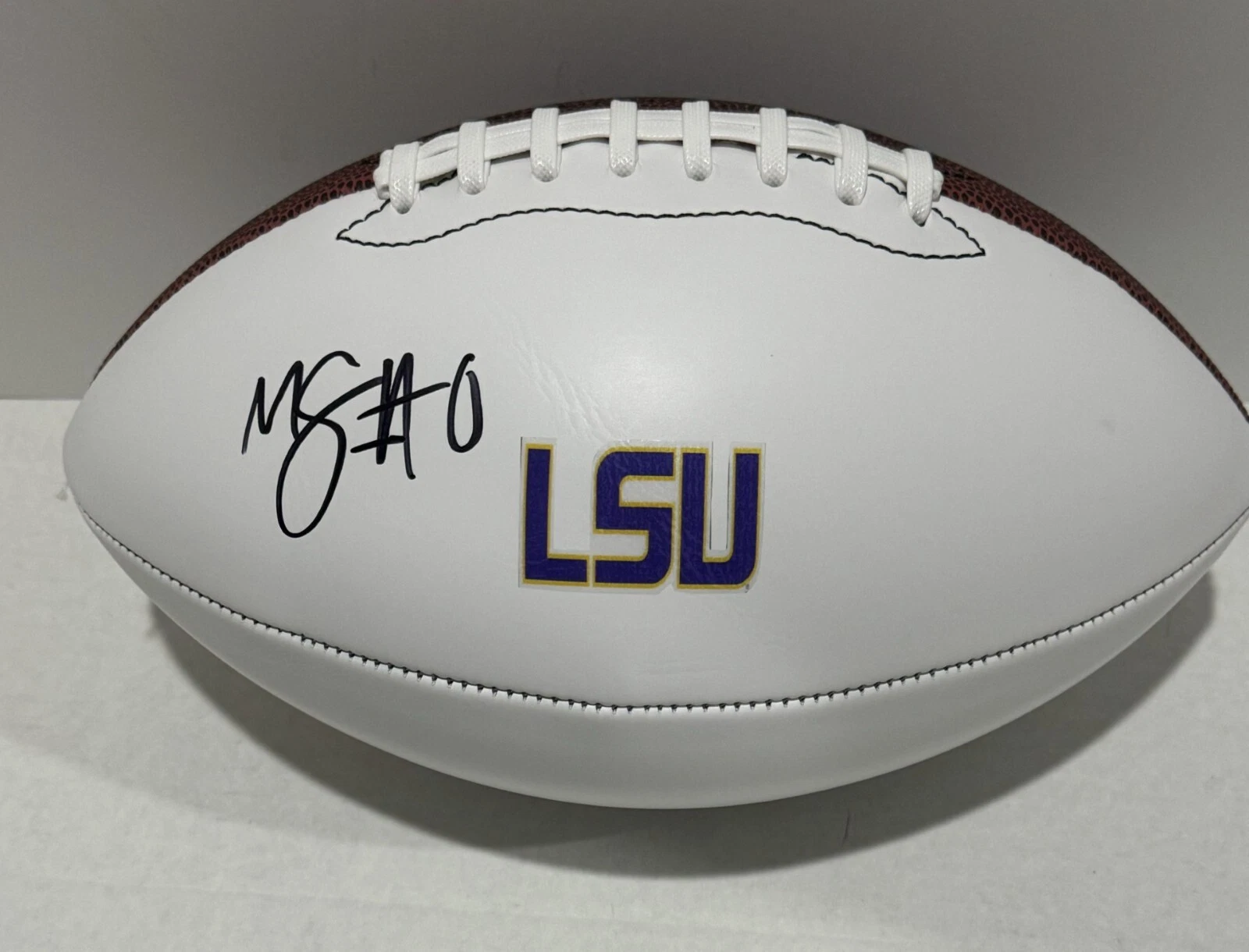 MAASON SMITH SIGNED FOOTBALL LSU TIGERS NFL STAR PROOF