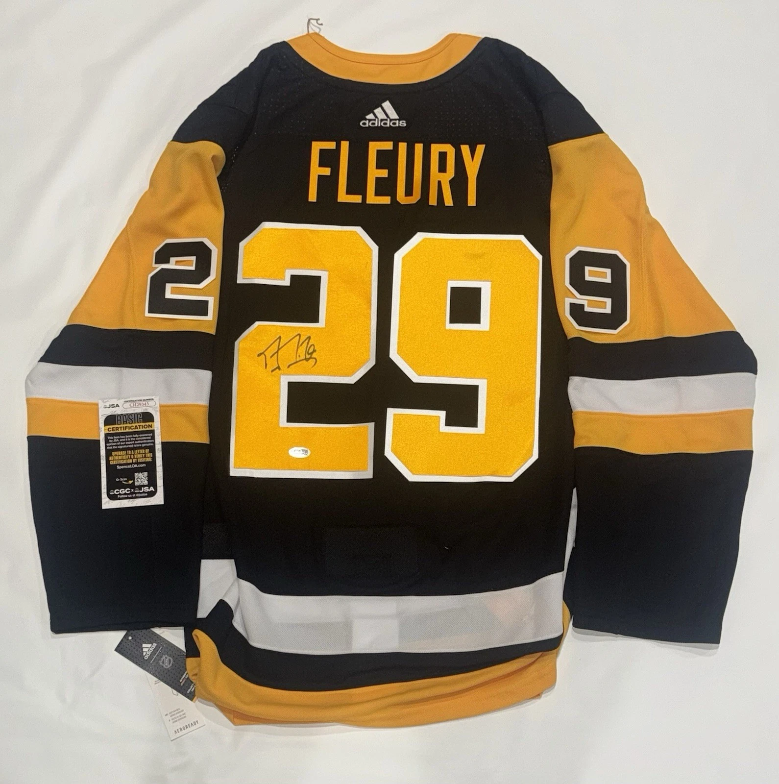 MARC-ANDRE FLEURY SIGNED PITTSBURGH PENGUINS 2009 STANLEY CUP JERSEY JSA COA