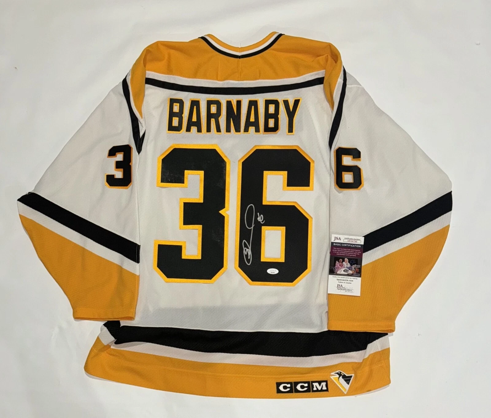 MATTHEW BARNABY SIGNED CCM PITTSBURGH PENGUINS JERSEY JSA COA