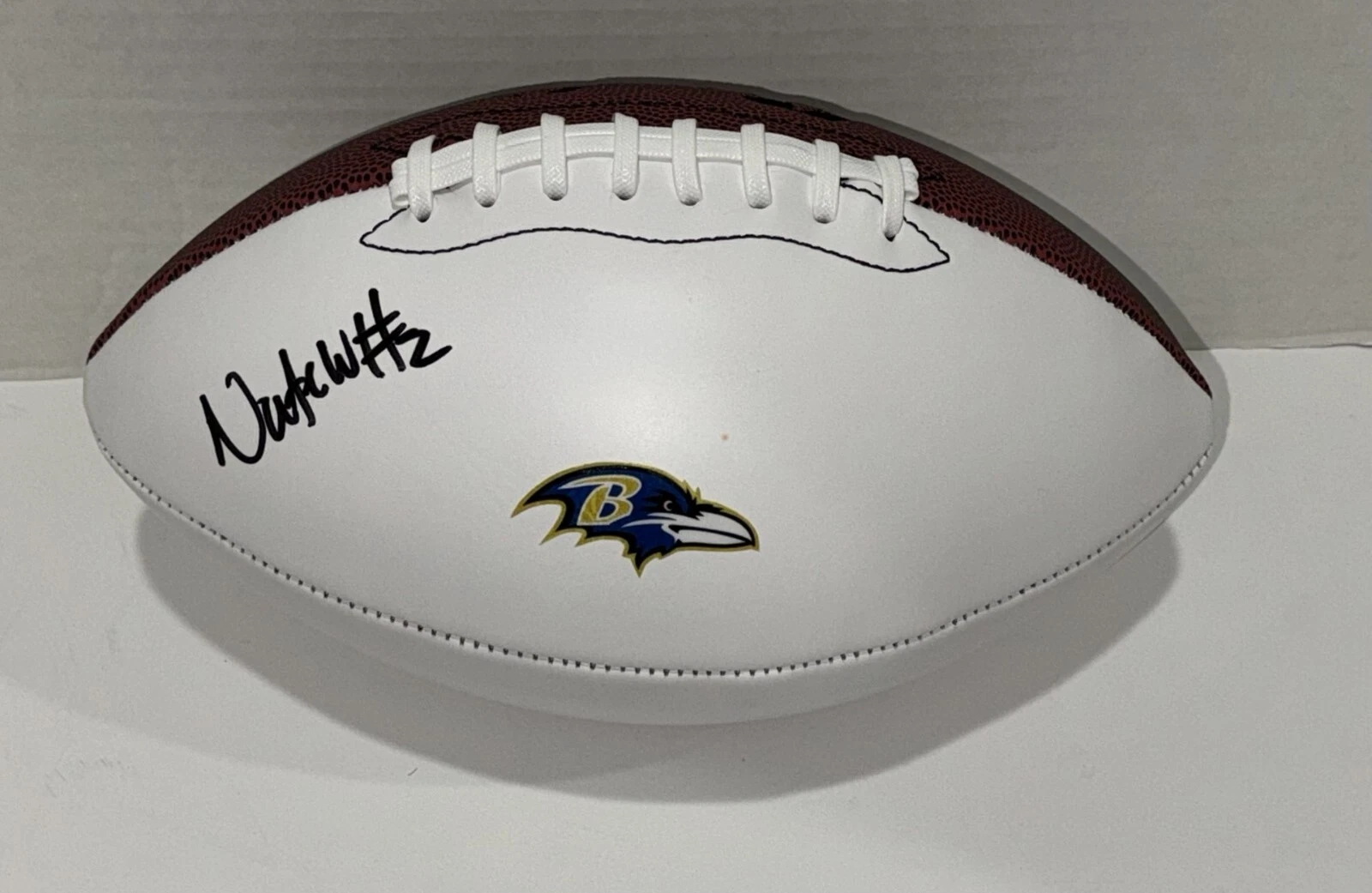 NATE WIGGINS SIGNED FOOTBALL BALTIMORE RAVENS NFL STAR PROOF