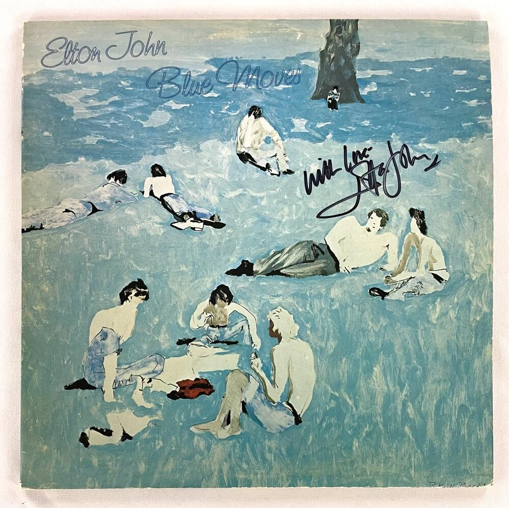 Sir Elton John Signed Autograph Album Vinyl Record LP - Blue Moves w/ JSA COA