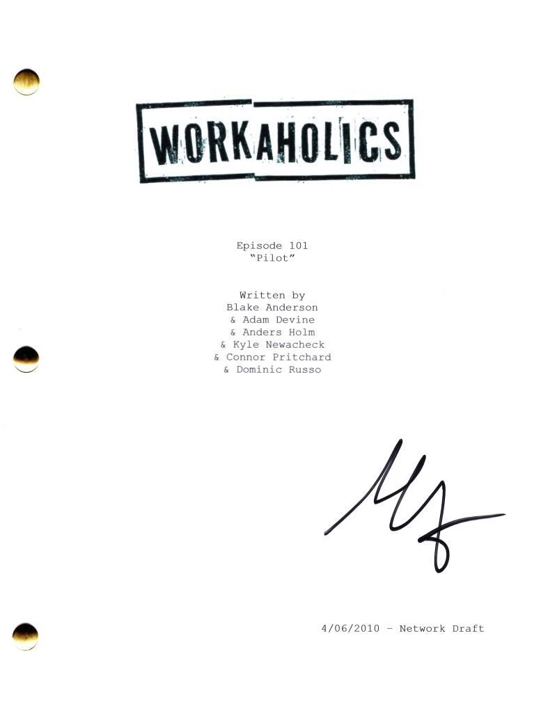 Anders Holm Signed Autograph Workaholics Full Pilot Script Screenplay
