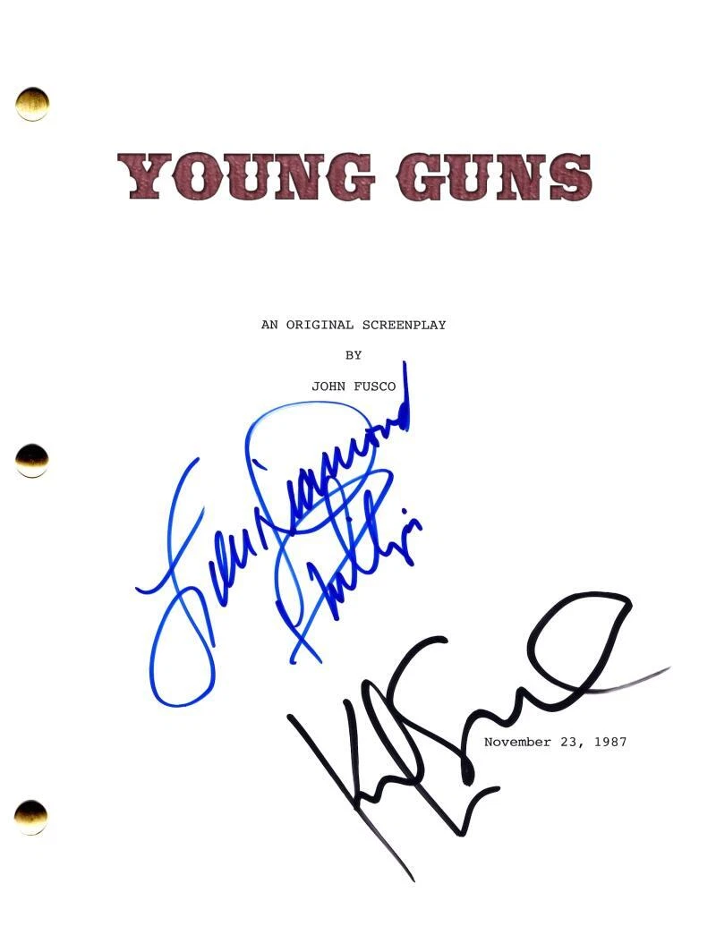 Kiefer Sutherland & Lou Diamond Phillips Signed Autograph Young Guns Screenplay