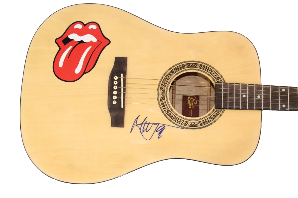 Mick Jagger The Rolling Stones Signed Autograph Acoustic Guitar w/ Beckett COA