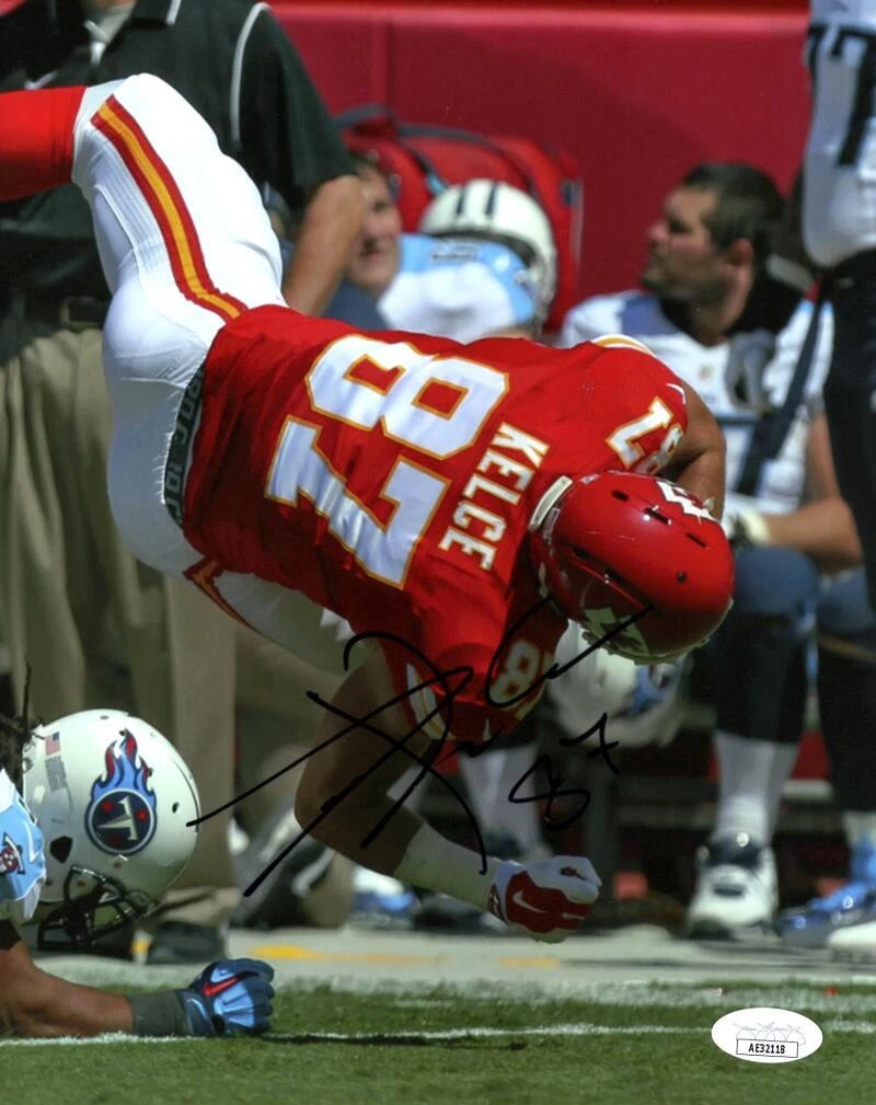 Travis Kelce Signed Autograph 8x10 Photo Kansas City Chiefs Super Bowl Champ JSA