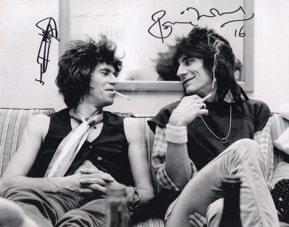 Keith Richards & Ronnie Wood Signed Autograph 11x14 Photo The Rolling Stones JSA