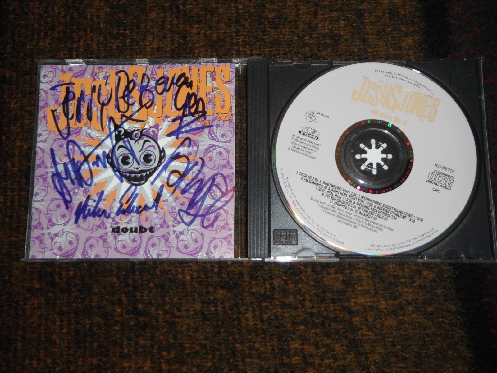 JESUS JONES GROUP SIGNED DOUBT CD COVER