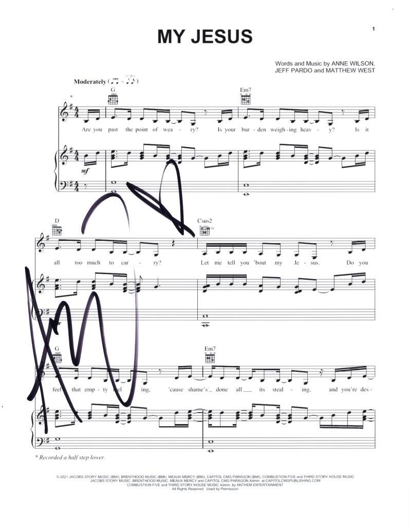 Anne Wilson Signed Autograph My Jesus Sheet Music - Stunning Songwriter