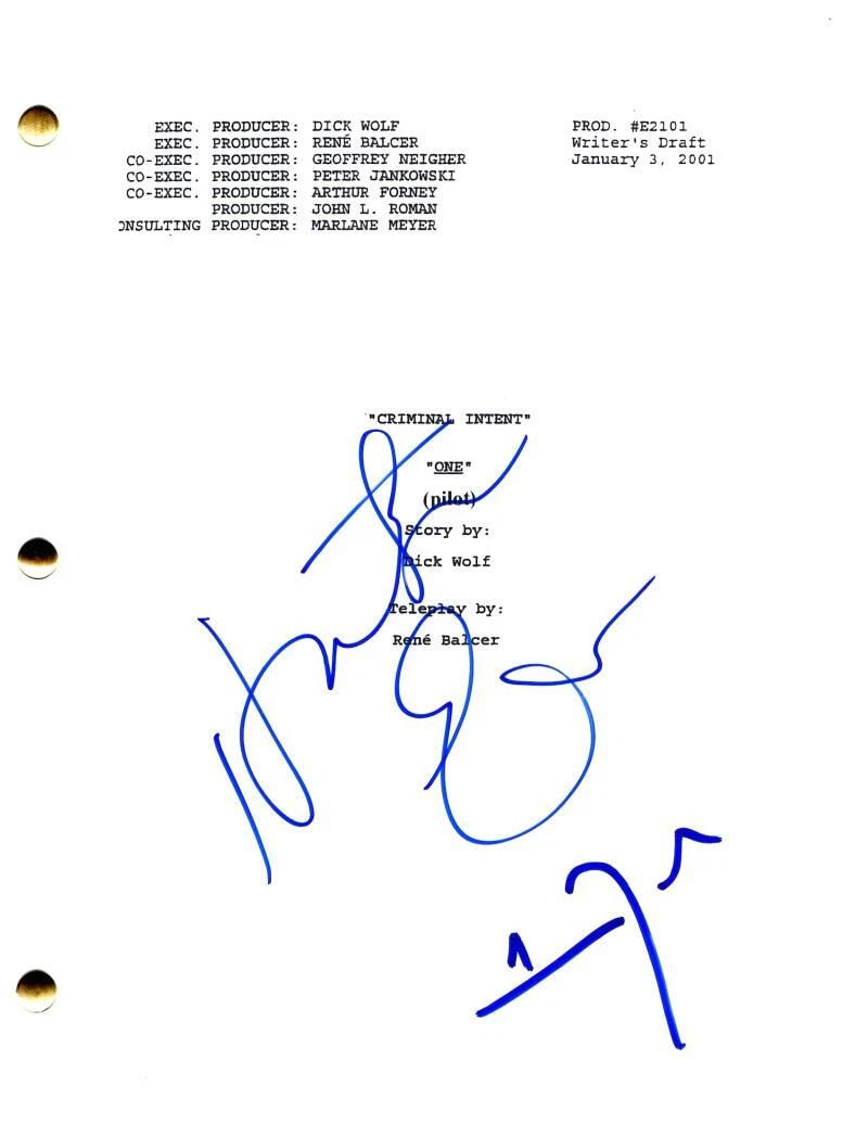 Vincent D'Onofrio & Kathryn Erbe Signed Autograph Law & Order CI Pilot Script