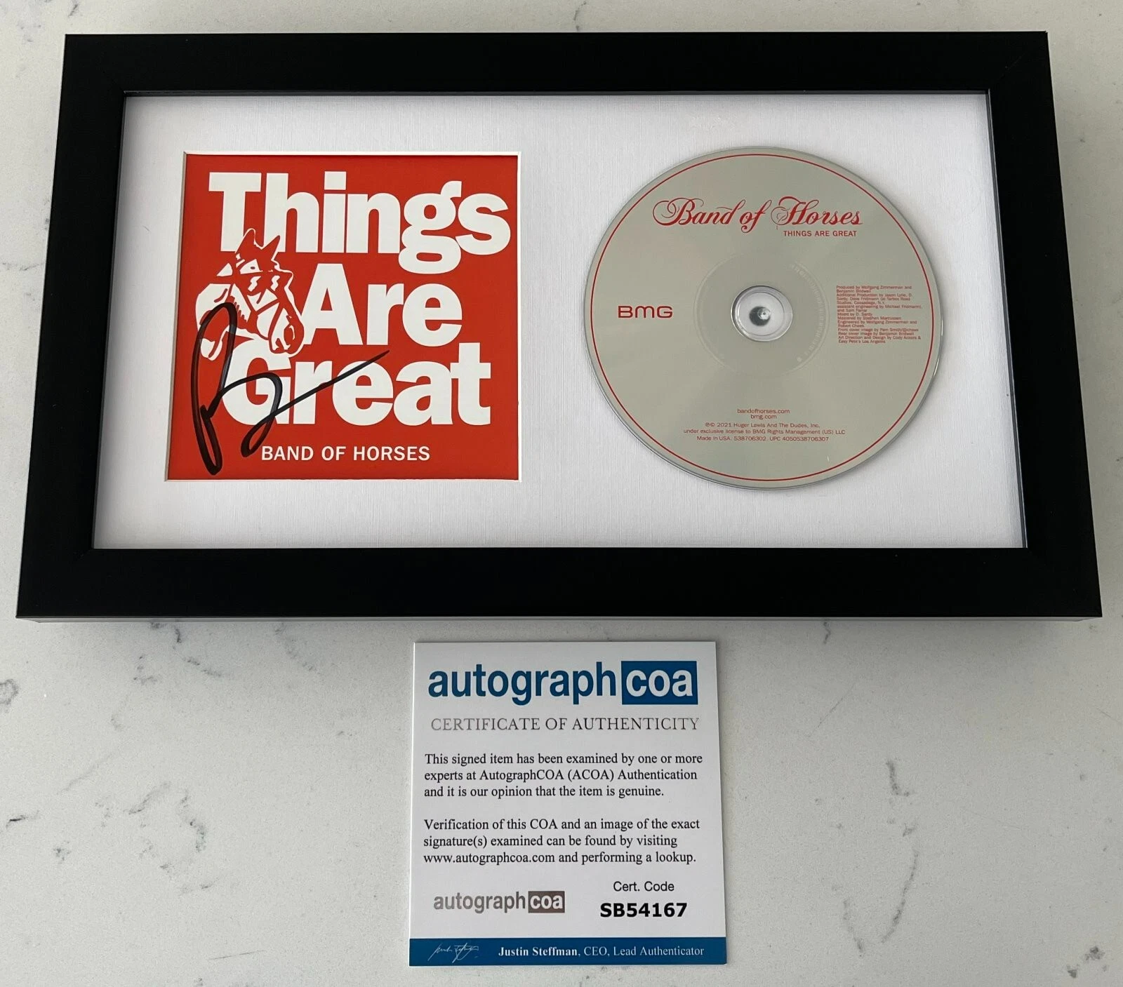 BEN BRIDWELL SIGNED FRAMED BAND OF HORSES THINGS ARE GREAT CD AUTOGRAPH ACOA