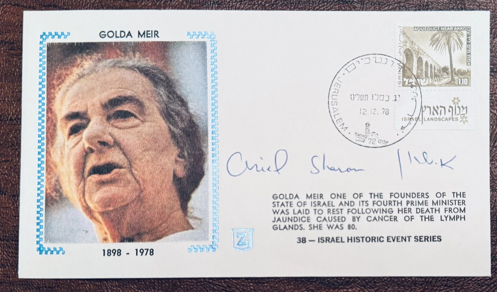 ARIEL SHARON SIGNED AUTOGRAPHED FIRST DAY COVER JSA ISRAEL PRIME MINISTER 2 COLLECTIBLE MEMORABILIA