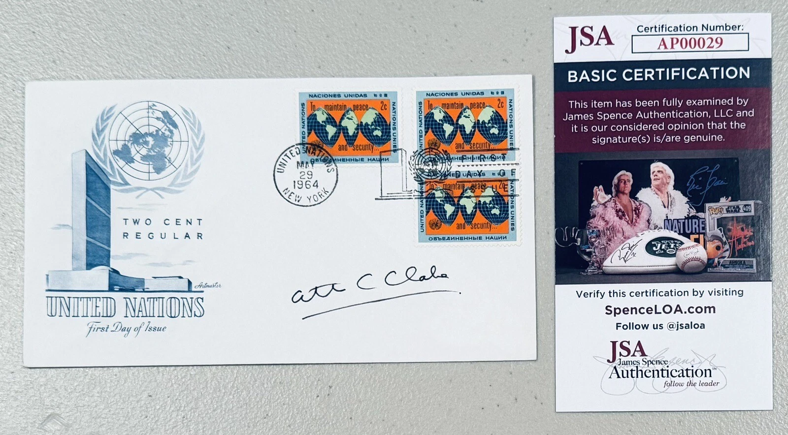 Arthur C Clarke Signed Autographed First Day Cover JSA 2001 A Space Odyssey 2