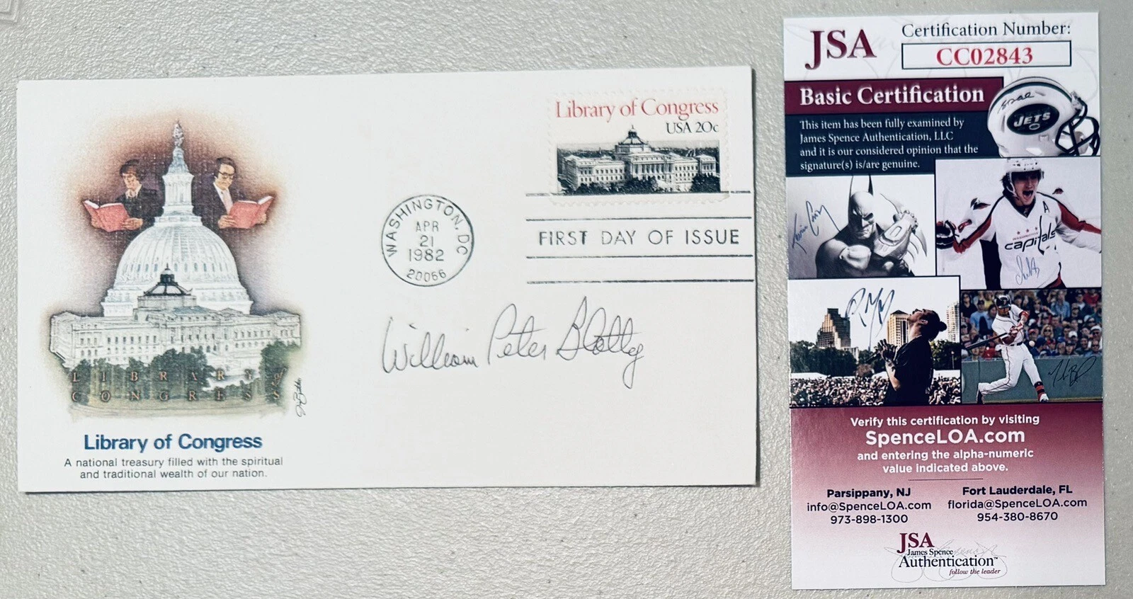 WILLIAM PETER BLATTY SIGNED AUTOGRAPHED FIRST DAY COVER JSA CERTIFIED EXORCIST 1 COLLECTIBLE MEMORABILIA