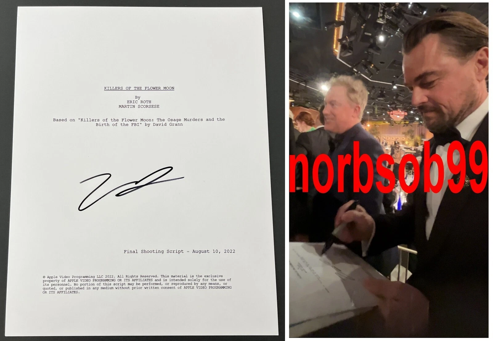 LEONARDO DICAPRIO SIGNED KILLERS OF THE FLOWER MOON SCRIPT w/EXACT VIDEO PROOF