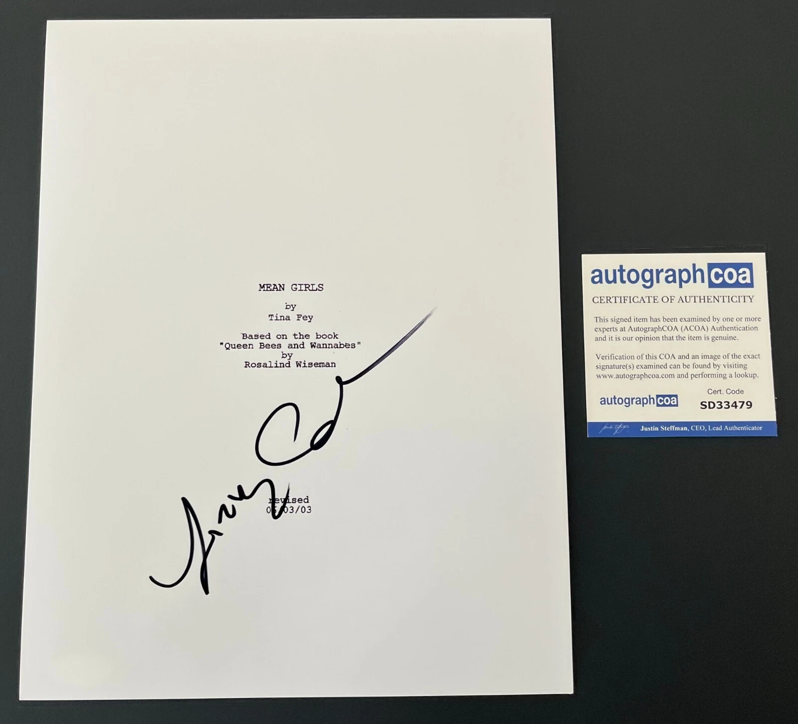 LIZZY CAPLAN SIGNED AUTOGRAPH MEAN GIRLS FULL MOVIE SCRIPT w/EXACT PROOF