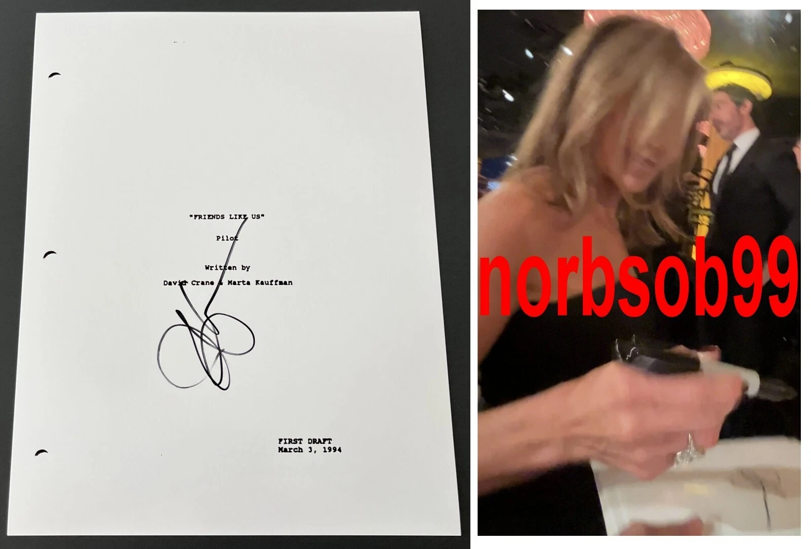 JENNIFER ANISTON SIGNED AUTOGRAPH FRIENDS FULL PILOT SCRIPT w/EXACT VIDEO PROOF