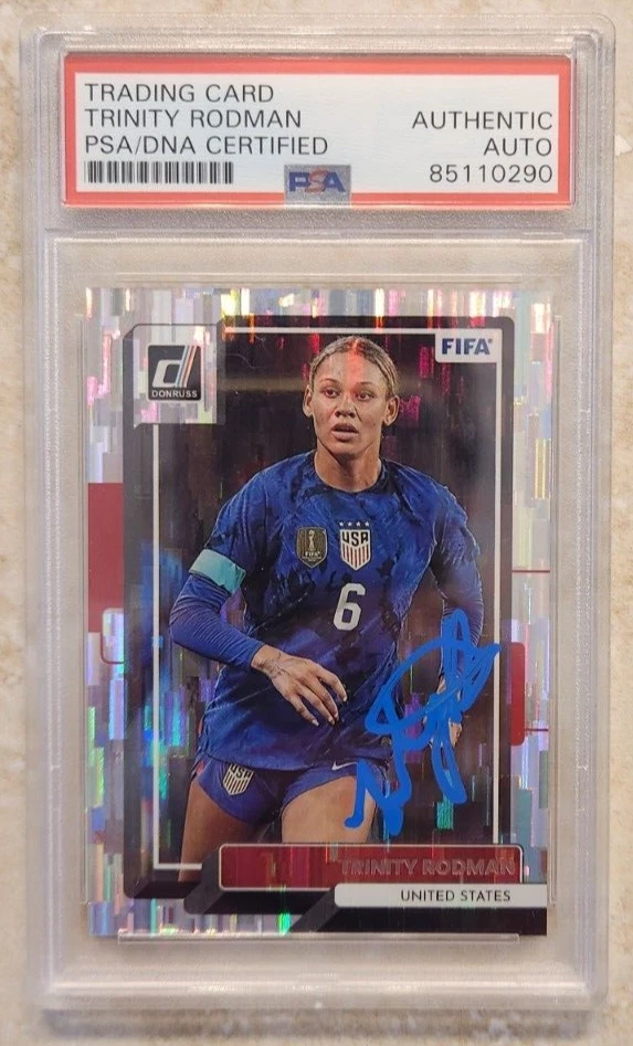 Trinity Rodman Signed 2022-23 Panini Donruss Card w PSA/DNA COA Slab Silver 2