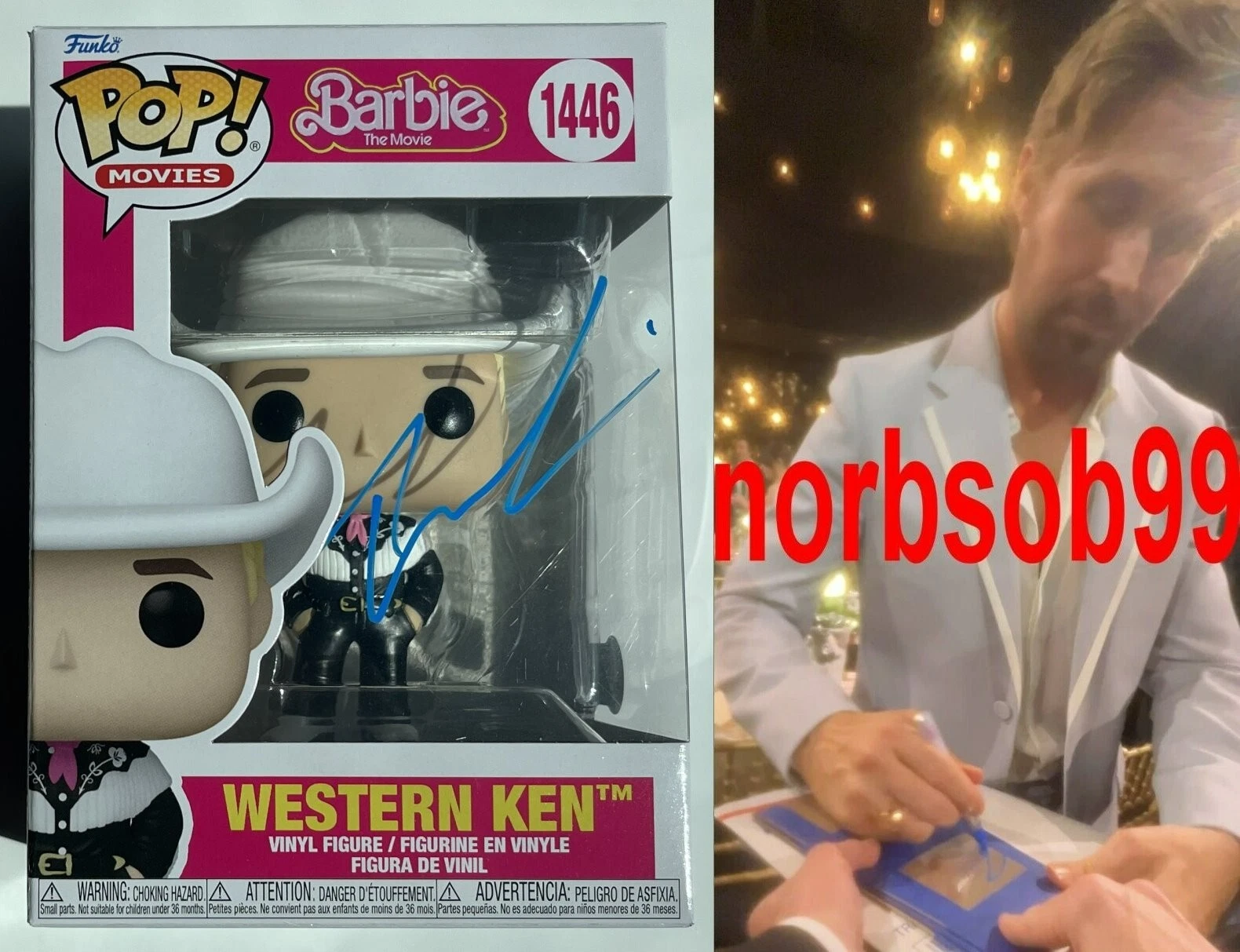 RYAN GOSLING SIGNED WESTERN KEN BARBIE FUNKO #1446 w/EXACT PROOF BECKETT COA