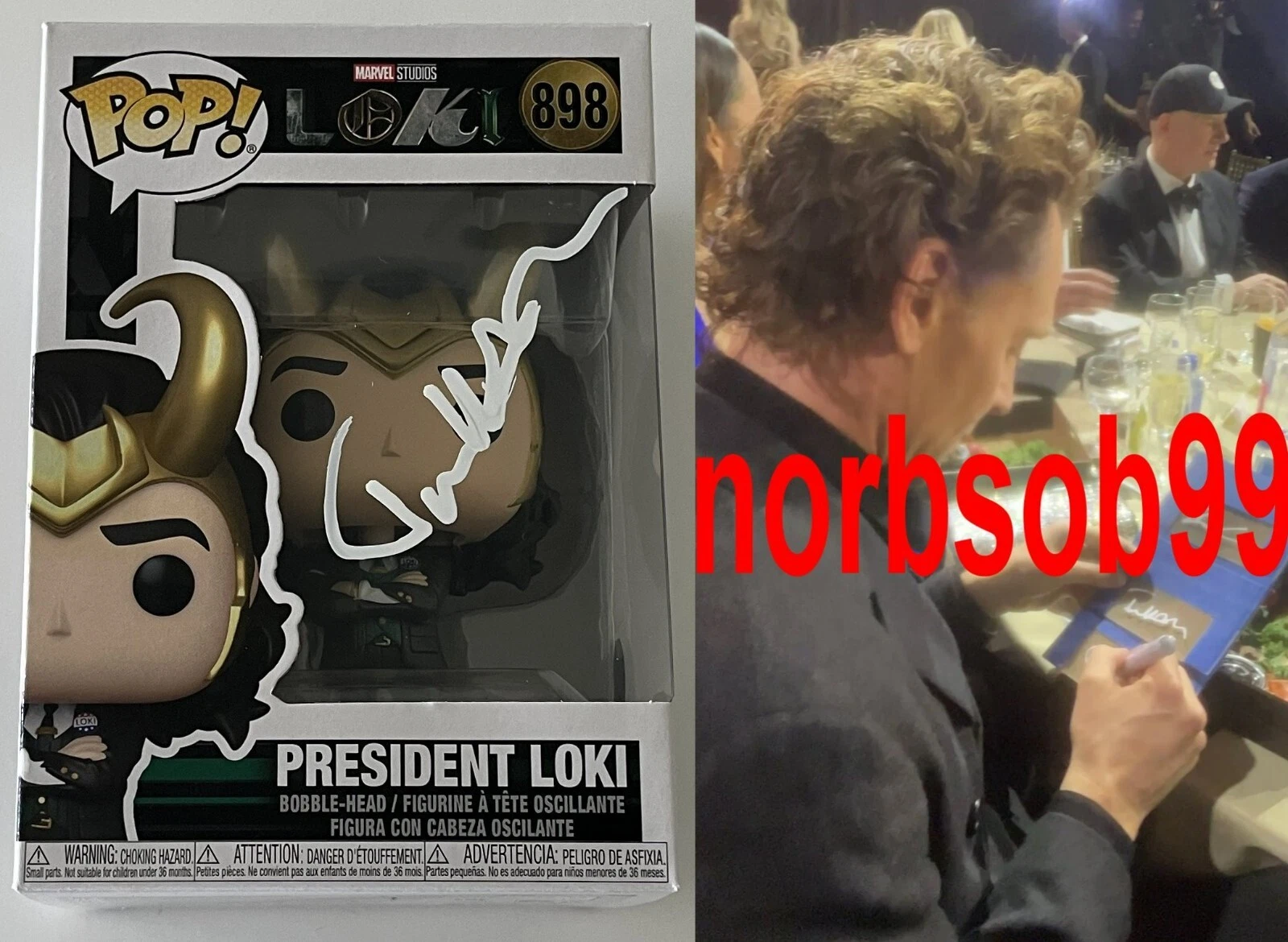 TOM HIDDLESTON SIGNED MARVEL LOKI FUNKO 898 w/EXACT VIDEO PROOF & BECKETT COA