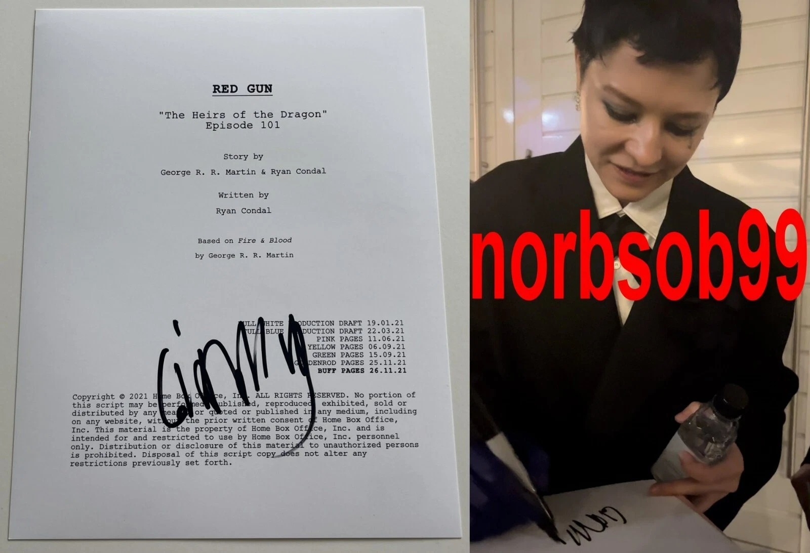EMMA D'ARCY SIGNED GAME OF THRONES HOUSE OF THE DRAGON SCRIPT wPROOF BECKETT COA