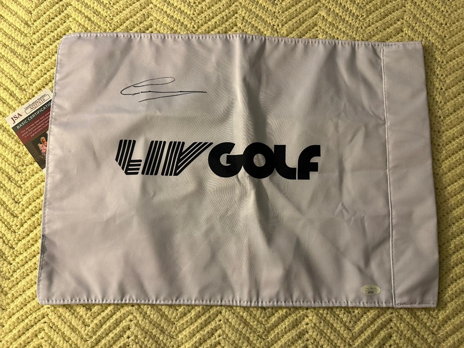 Greg Norman SIGNED LIV Golf Flag JSA Authenticated COA Saudi Tour