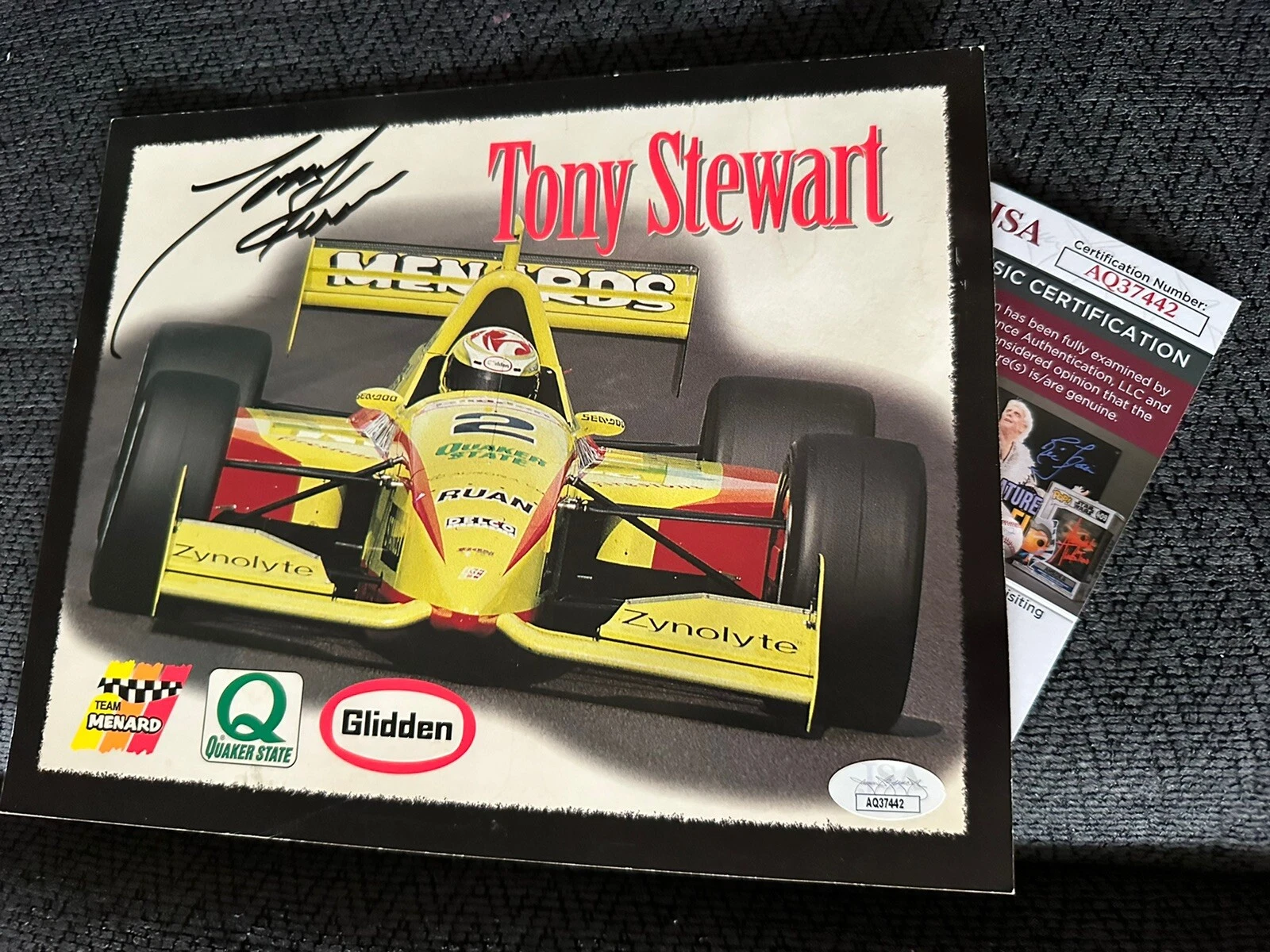 TONY STEWART SIGNED INDIANAPOLIS 500 PROMO HERO CARD JSA AUTHENTICATED COA 1997 COLLECTIBLE MEMORABILIA