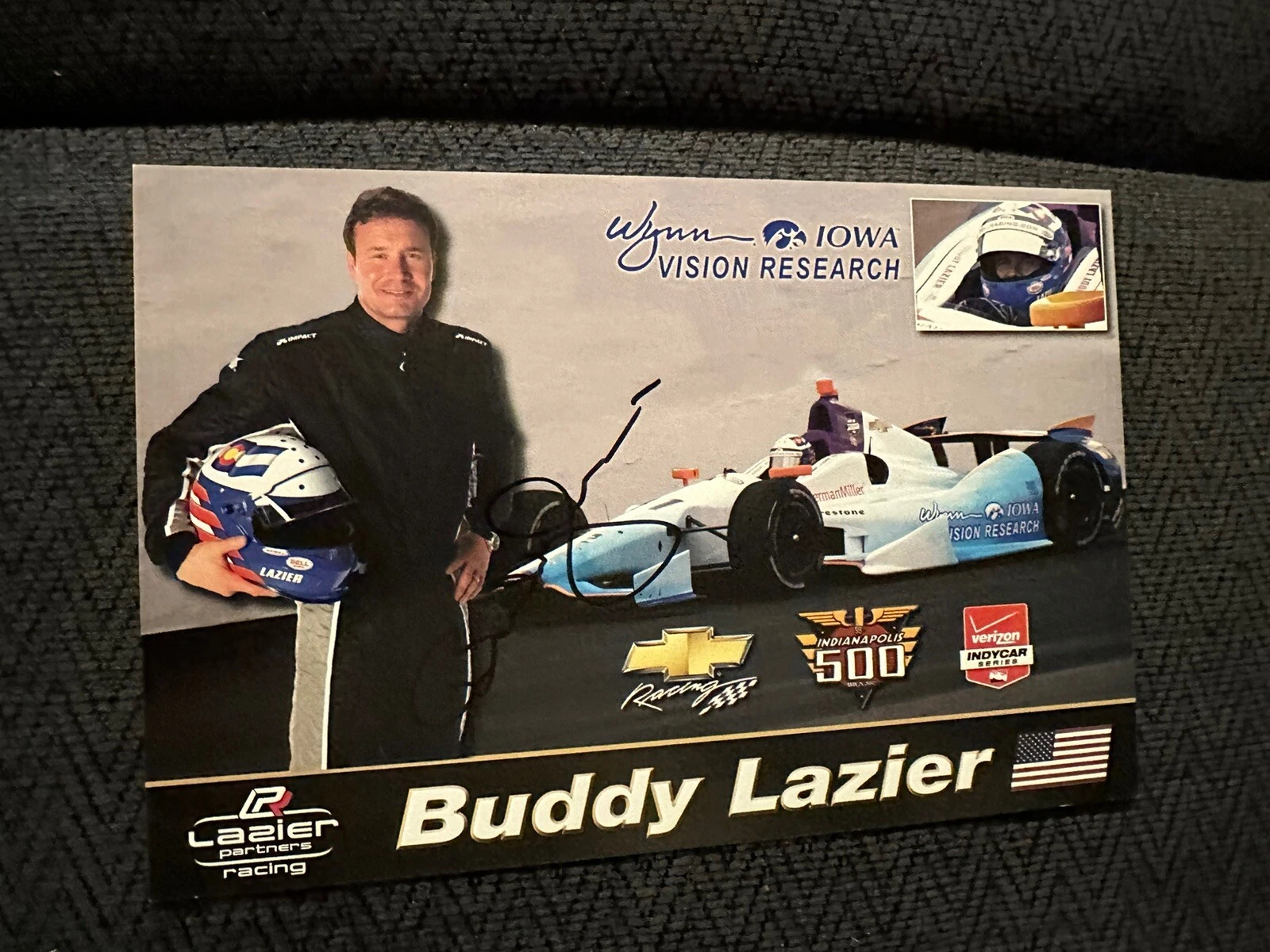 Buddy Lazier Signed Indianapolis 500 Promo Hero Card Indy Car 2014 Rare