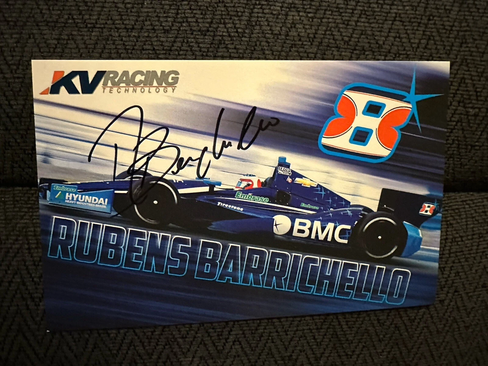 Rubens Barrichello Indy 500 Signed Car Promo Hero Card Indianapolis Win 2013