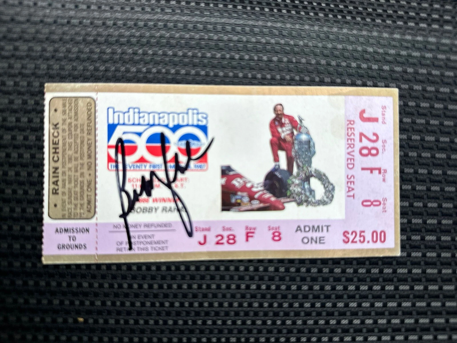 Bobby Rahal (1986 Win) Signed Indianapolis Indy 500 Ticket 1987 Race