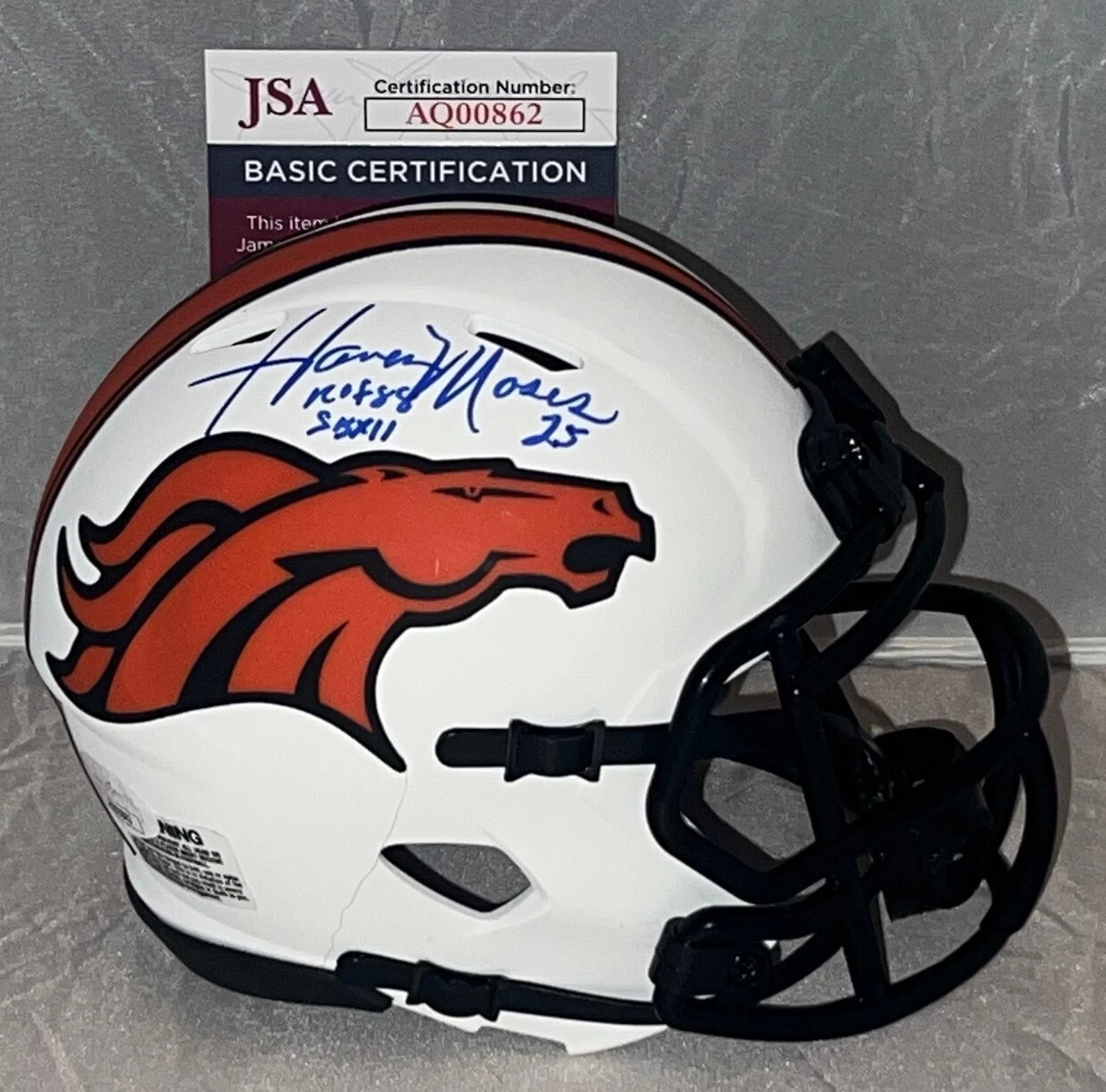 Haven Moses signed Denver Broncos Lunar Eclipse mini helmet autographed JSA