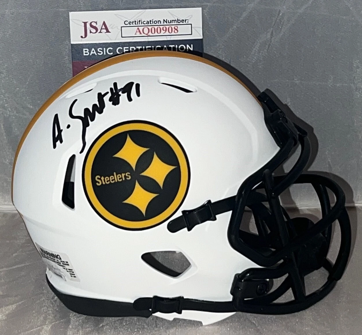 Aaron Smith signed Pittsburgh Steelers Lunar Eclipse mini helmet autographed JSA