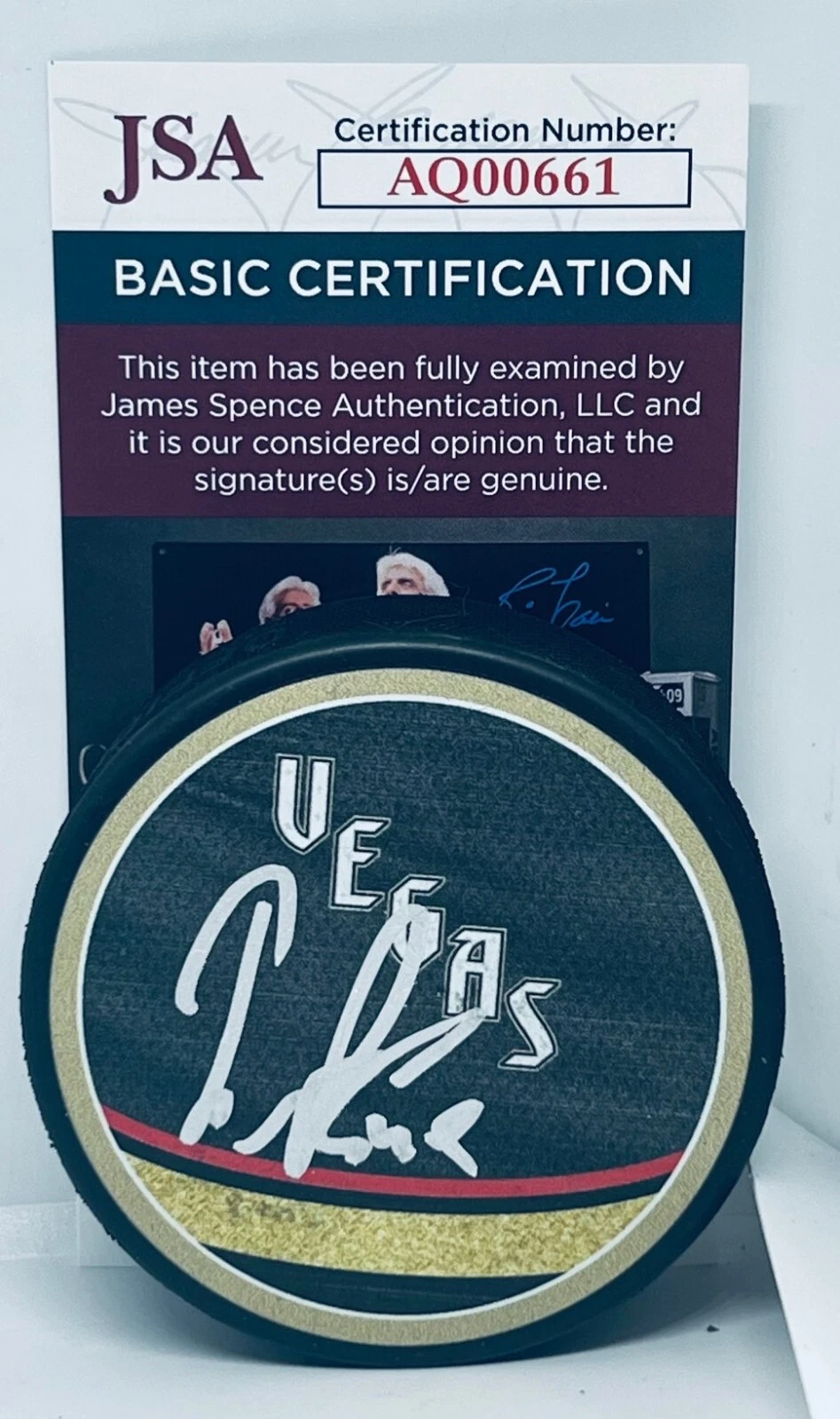 Ivan Barbashev signed Vegas Golden Knights Reverse Retro Puck autographed JSA