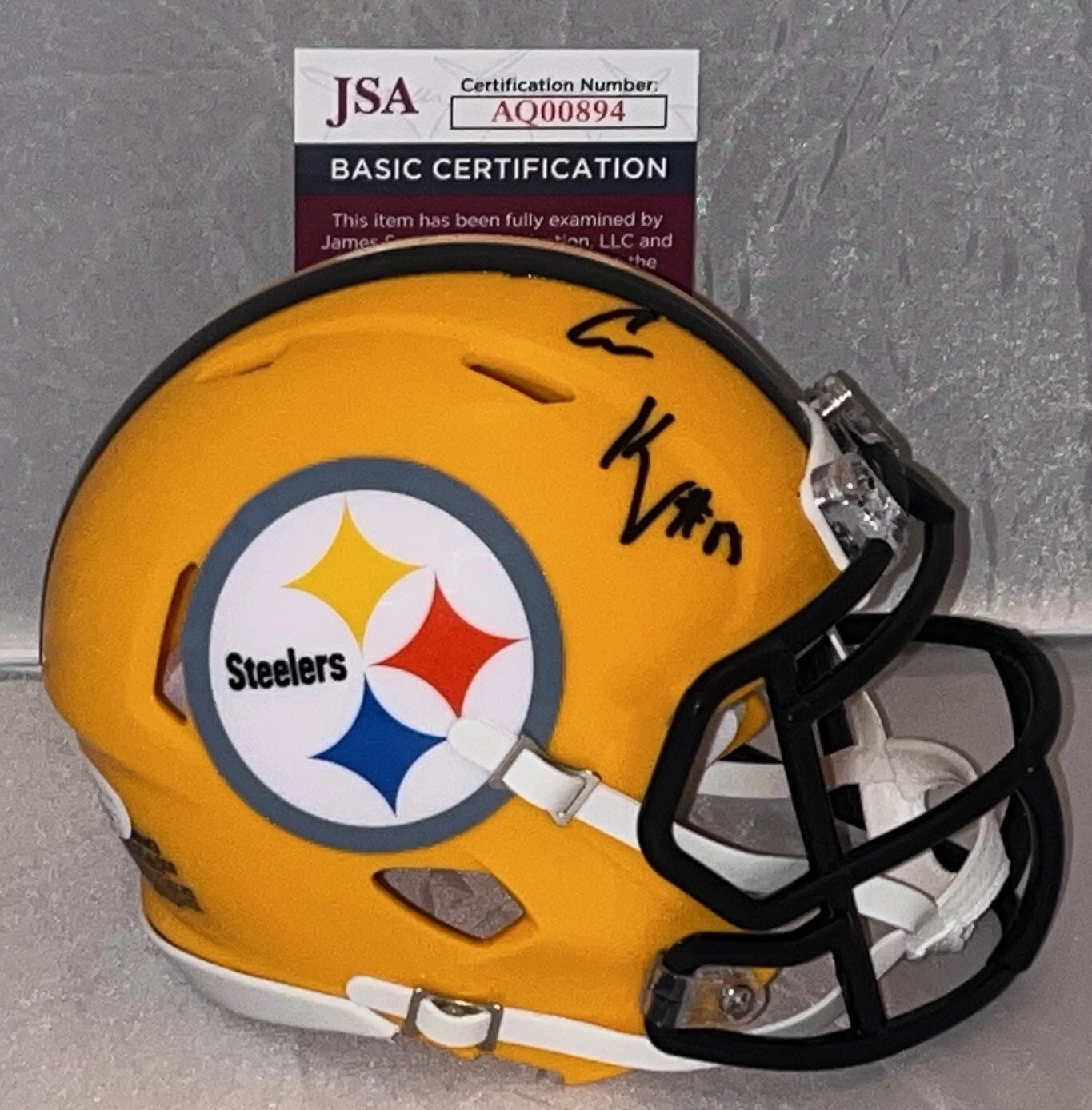 Connor Heyward signed Pittsburgh Steelers Yellow mini helmet autographed JSA