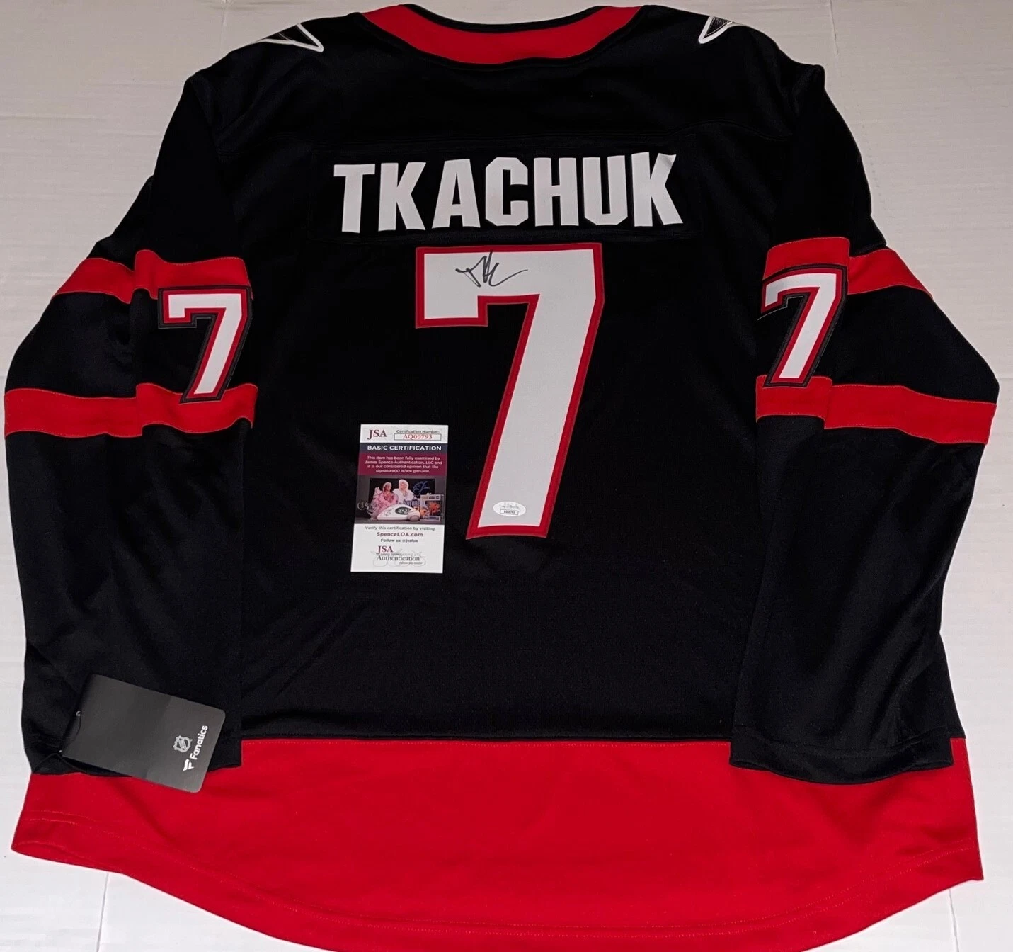 Brady Tkachuk signed Ottawa Senators Fanatics jersey autographed JSA