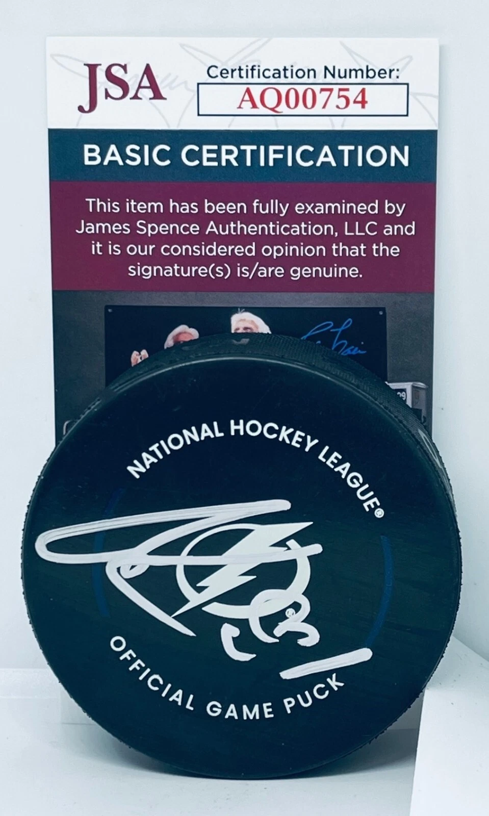 Erik Cernak signed Tampa Bay Lightning Official Game Puck autographed JSA