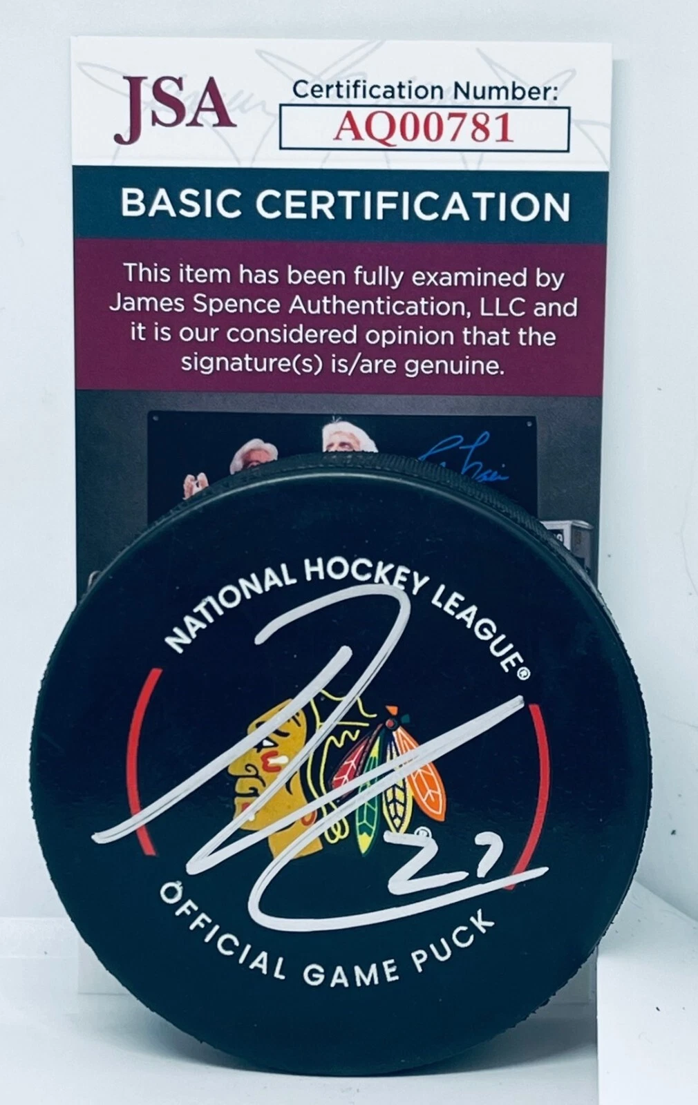 Lukas Reichel signed Chicago Blackhawks Official Game Puck autographed JSA