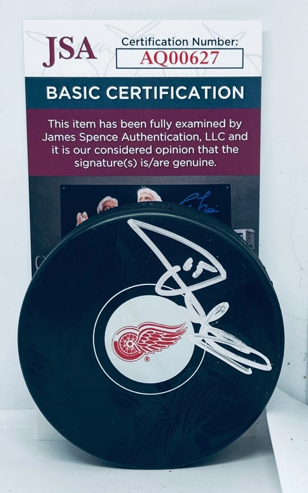 Pat Verbeek signed Detroit Red Wings Logo Puck autographed JSA