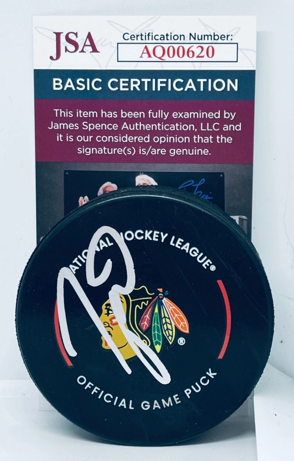 Taylor Hall signed Chicago Blackhawks Official Game Puck autographed JSA