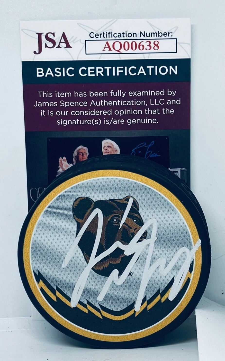 Jim Montgomery signed Boston Bruins Reverse Retro Puck autographed JSA COA