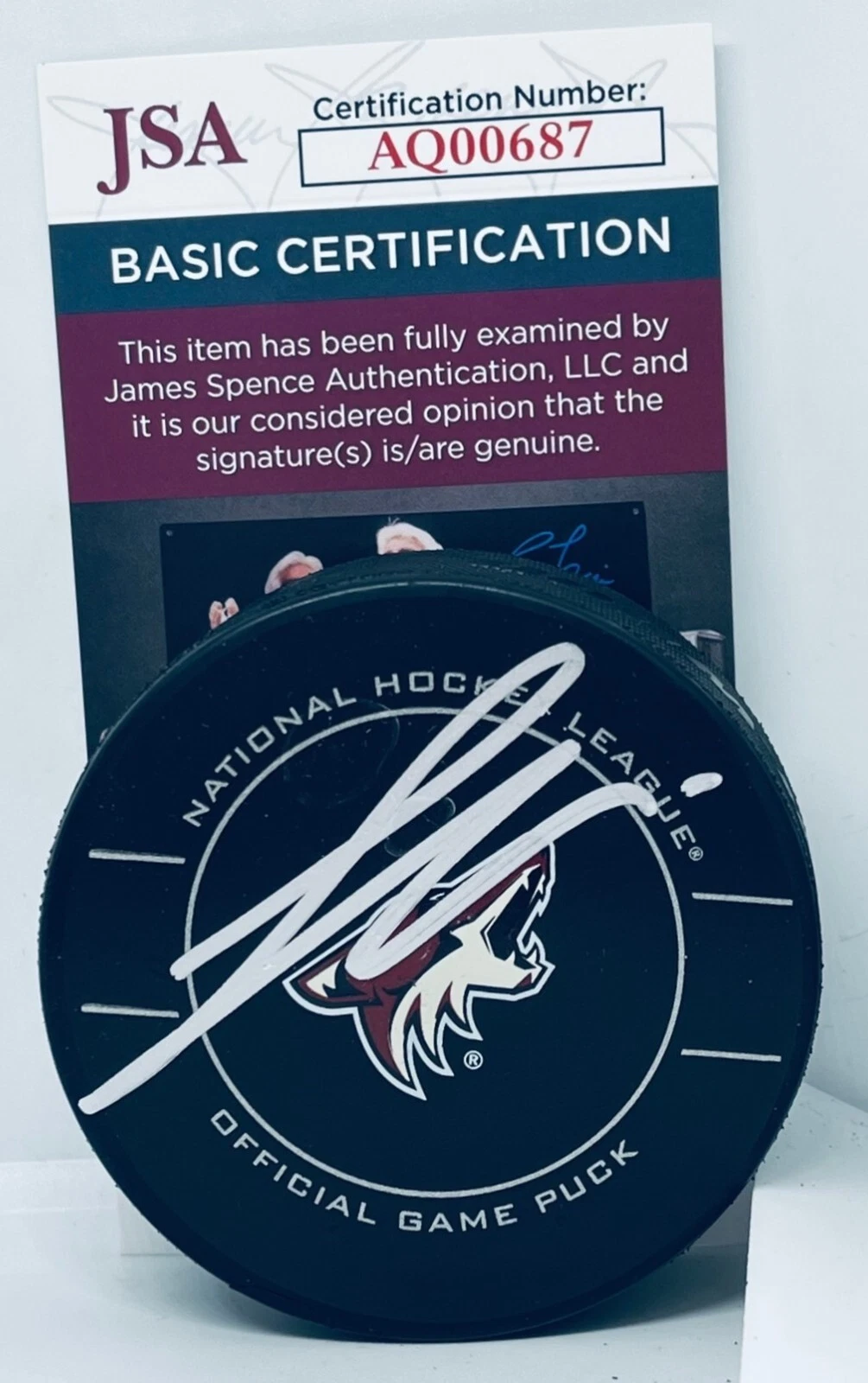 Logan Cooley signed Arizona Coyotes Official Game Puck autographed JSA