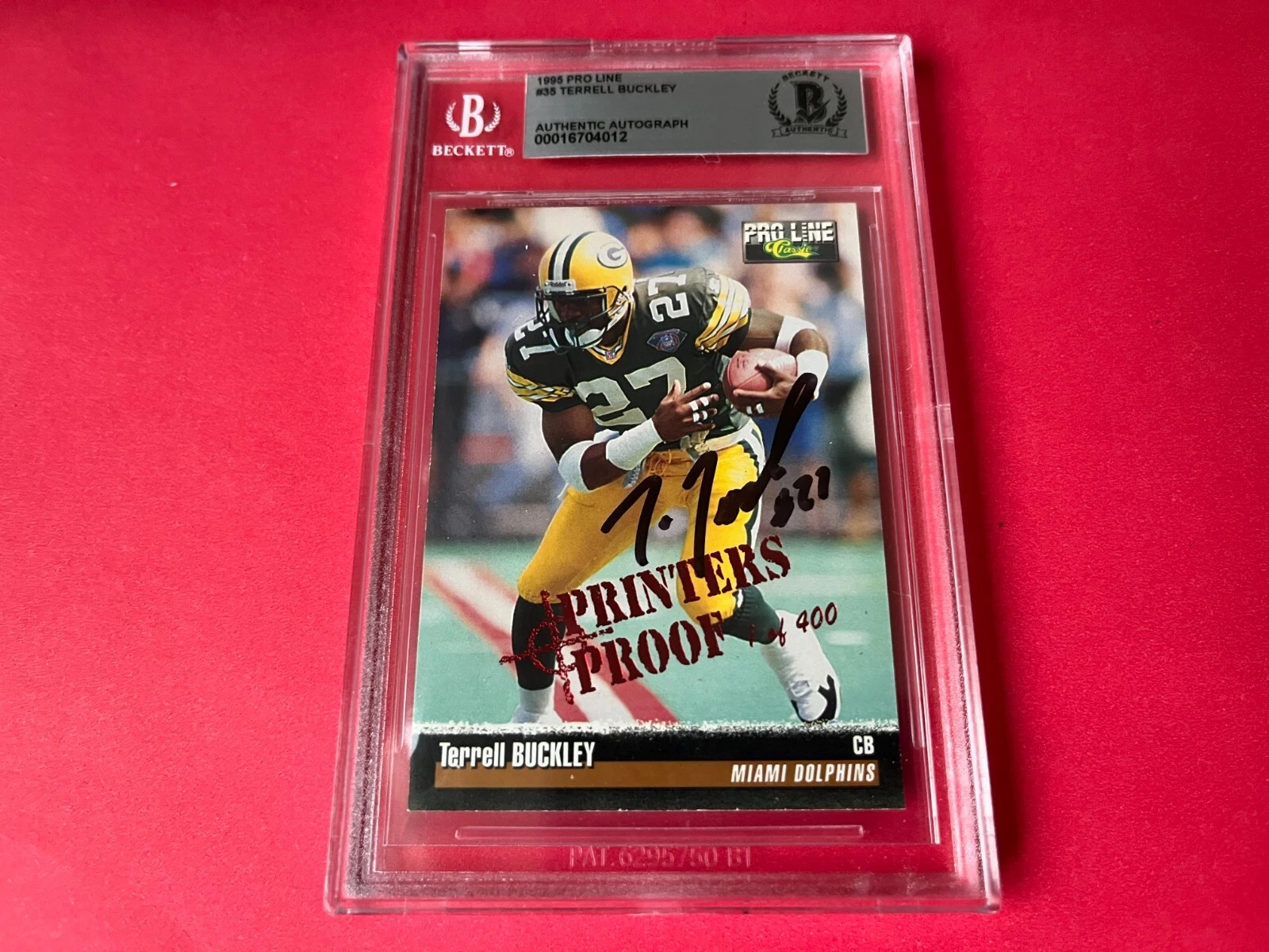 TERRELL BUCKLEY PACKERS 1995 PRO LINE CARD SIGNED AUTO BECKETT BAS SLABBED COLLECTIBLE MEMORABILIA
